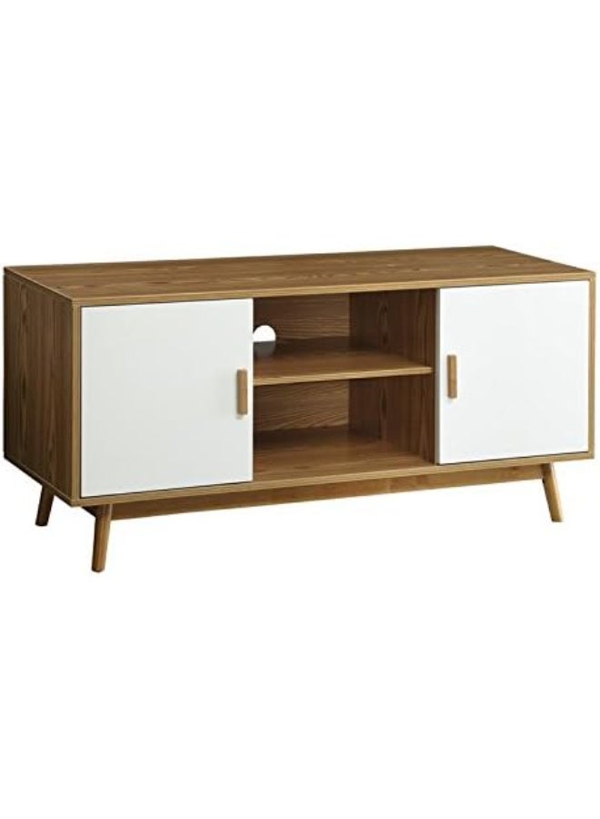 Convenience Concepts Oslo TV Stand, Brown Woodgrain/White - Image 5